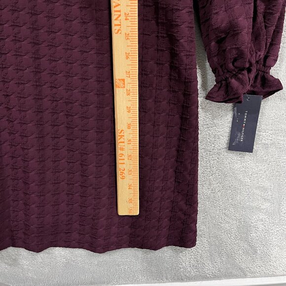 Tommy Hilfiger Women's Purple Embossed Dress 14 Shift Career Preppy Office - Picture 6 of 10